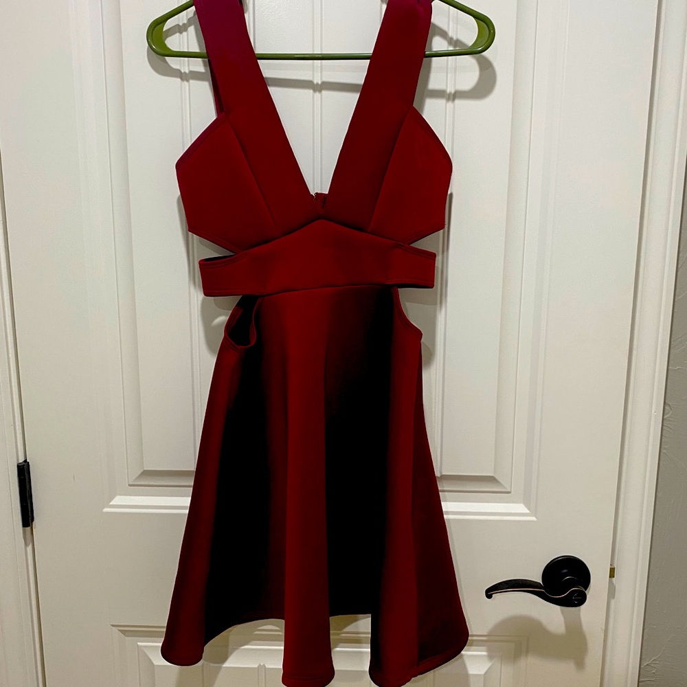 Very sexy wine mini dress with cutout on sides S.